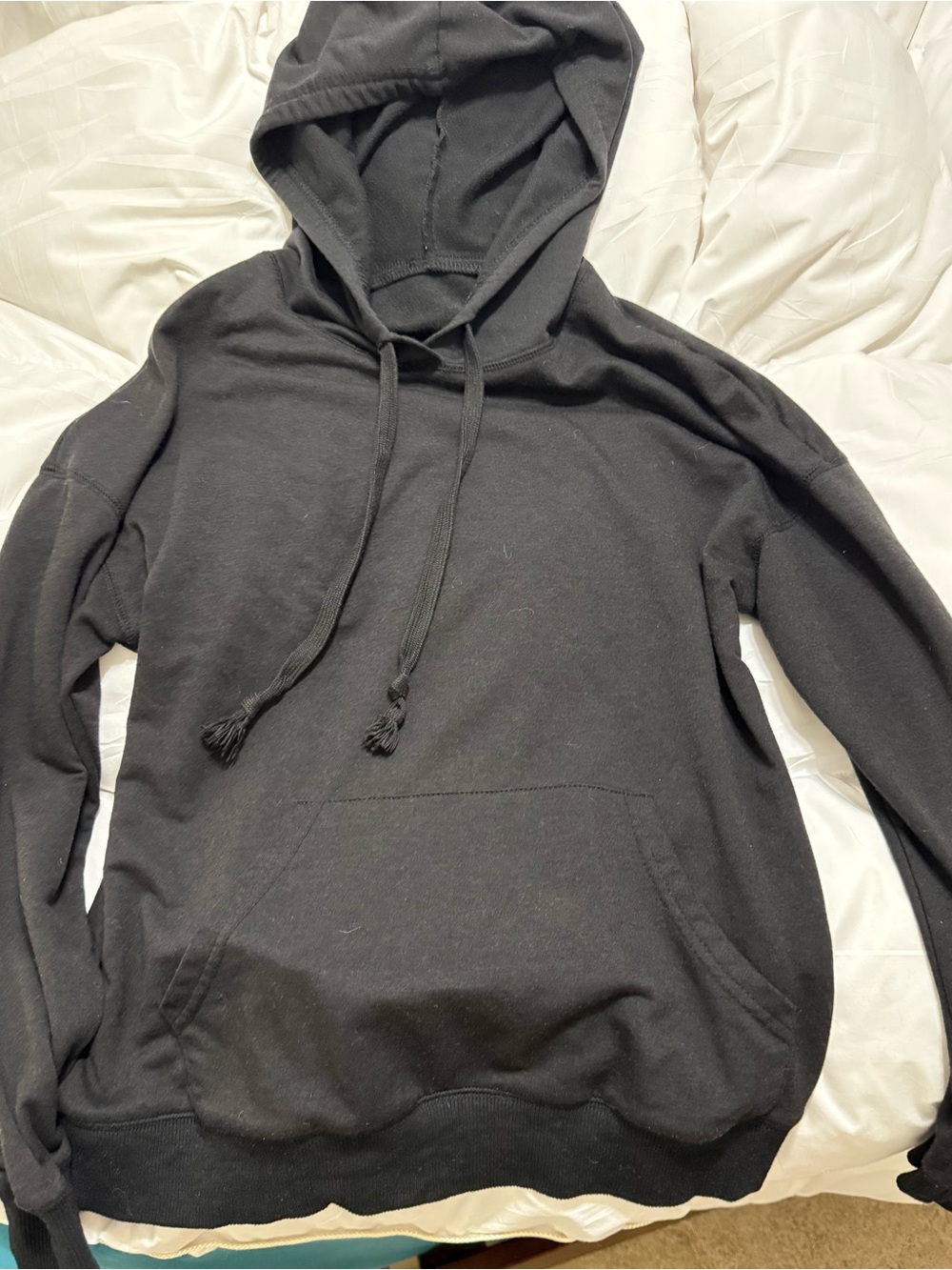 Womens Black Hooded Pullover Hoodie - Classic Casual